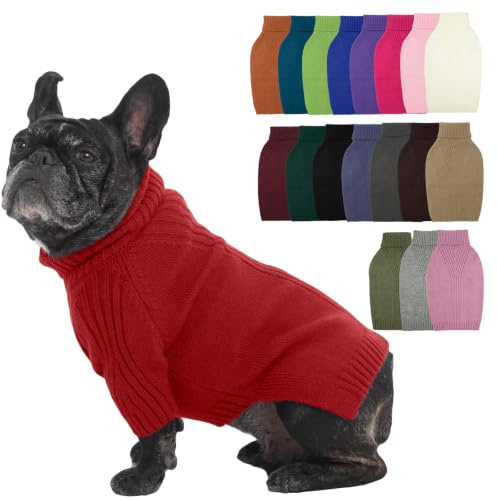 IECOii Hundepullover,Sweater für Hunde,Hundepullover für Kleine Mittelgroße große Hunde,Warmer Rollkragen Hunde Pullover,Winter Hundebekleidung for Katzen,Chihuahua,Französische Bulldogge,Labrador