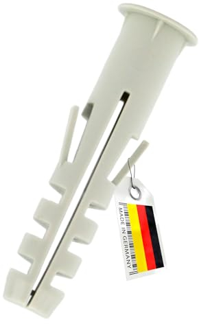 PRIOstahl Spreizdübel Nylondübel Allzweckdübel Schraubendübel PROFI-Dübel 100 x Dübel mit Kragen Durchmesser: 8 x 40 mm aus PE-Qualität zur Befestigung in Beton Vollziegel Hochlochziegel uvm.