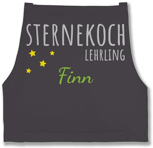Schürze - Kochschürze Herren Männer - Sternekoch Lehrling Name - 85x69 - Anthrazit - schürzen küche koch männerschürzen kochschuerze kochen schürtze lustige geschenke für köche hobbykoch