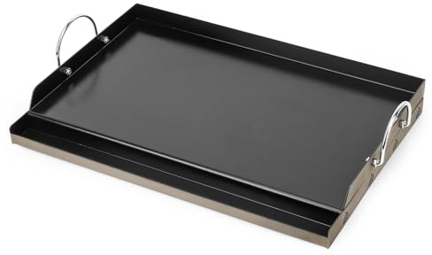 Onlyfire Parrilla universal para barbacoa con asas para parrillas de carbón/gas, con revestimiento de cerámica, antiadherente y parte superior plana para cocinar al aire libre, 23 x 16 pulgadas