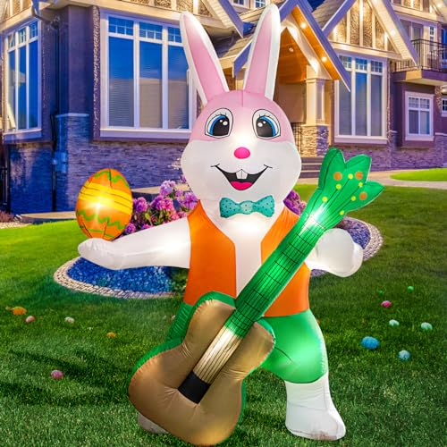 6.0 FT Inflatable Bunny with Eggs - Lighted Easter Decorations for Indoor/Outdoor Yard & Garden