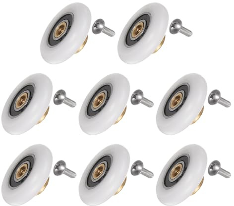 sourcing map Shower Door Roller Wheel 25mm Diameter Replacement Part for Bathroom Glass Door, Sliding Shower Door Roller, (2 Set 8pcs)
