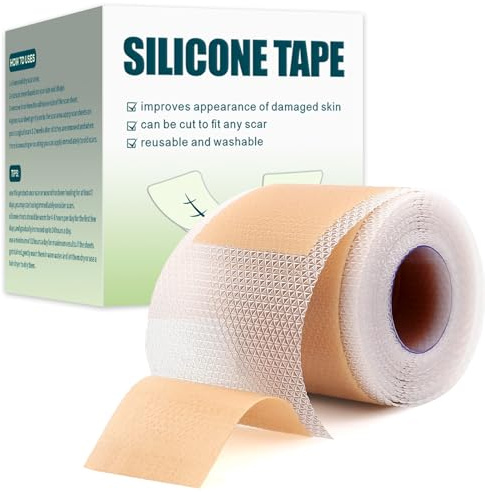 Silicone Scar Sheets, Reusable Silicone Scar Tape, Long Scar Treatment Strips for Surgical Scars, Healing Keloid, C-Section, Tummy Tuck, Acne (1.6” x 60” Roll)