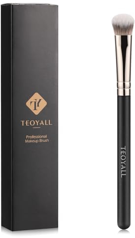 TEOYALL Under-Eye Concealer Brush, Small Flat Angled Synthetic Bristles Flawless Coverage Multitask Brush with Liquid Cream