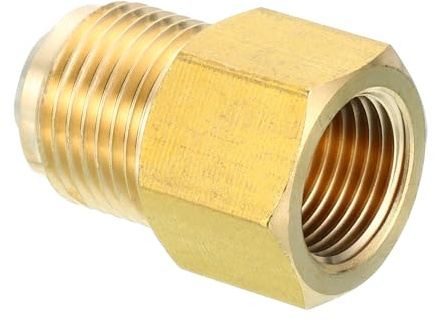 PATIKIL Conectores de Latón de 45 Grados Adaptador de Latón Tubería Brida | SAE 3/8 Hembra de Brida x 1/2 Macho de Brida, para Línea de Aire y Gas Refrigeración y HVAC