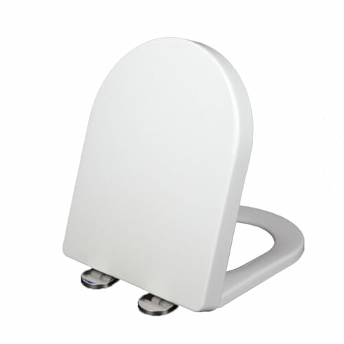 Flipped Warmth WC-Sitz D Form, Toilettensitz Mit Absenkautomatik, WC-Deckel Mit Absenkautomatik, Für Sanftes Deckelschließen, Toilettenbrille Aus Thermoplast, Weiß,9013