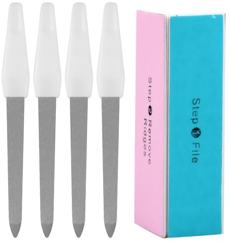4 Pack Metal Nail File, Buffing Block for Nails, Professional Nail Files, 4 Sided Nail Sanding Buffing Block, Manicure Sanding File Nails Accessories Tools for Home Salon Use