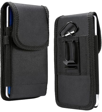 Nylon Cell Phone Belt Holder Case w Clip Carrying Pouch Case iPhone 15/14/13/12/11 Pro,15,14,13,12,11,XS,X,11,XR with Slim Case,for Galaxy S24,S23,S22,S20 5G,s10e Phone Holster