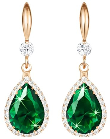 Linawe Pendientes colgantes para mujer, pendientes colgantes, joyas de oro, plata y oro rosa, pendientes colgantes de cristal con diamantes, joyería de moda para bodas