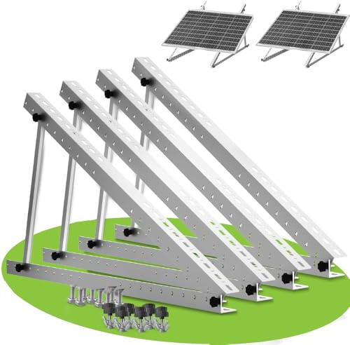 2 Sätze Solarpanel Halterung, Balkonkraftwerk halterung 114cm für Solarpanel 100W-600W, Winkel Einstellbar 0-90° halterung balkonkraftwerk,flachdachhalterung für solarmodule