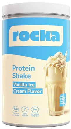 Rocka Nutrition Protein Shake veganes Proteinpulver | Pflanzliches Protein Pulver mit 20 g Protein pro Portion | Multikomponentenprotein | 100% Geschmack (900 g, Vanilla Ice Cream)