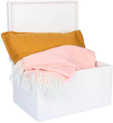 SEVICO Holzkiste XXL Große Aufbewahrungsbox Weiß | 40x30x23 cm | mit Griffen | ideal für Dokumente, Spielzeug und Werkzeug Holztruhe Holzbox