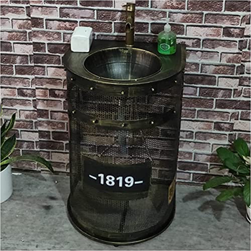 Mobile lavabo da bagno indipendente con piedistallo Art Hotel Home Mobile lavabo con lavabo Mobile lavabo da bagno in stile industriale Mobile lavabo da pavimento sotto i(Bronze-Without mirror)