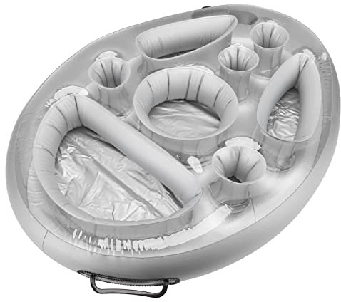 Aufblasbarer Getränkehalter aus PVC mit Schlitzen für Mehrere Tassen – Schwimmbecken für Obst, Wein, Telefone und EIS – Inklusive Luftpumpe – für Sommer-Poolpartys und