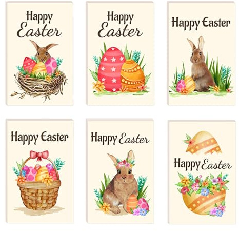 Osterkarten, 24 Stück Ostern Faltbare Süßigkeitenkarten mit Umschlägen und Aufklebern, Ostergrußkartenpaket, Haseneier Ostern Geschenkkarten