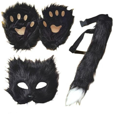 Masque de loup - Couverture de visage de chat, masque demi-visage