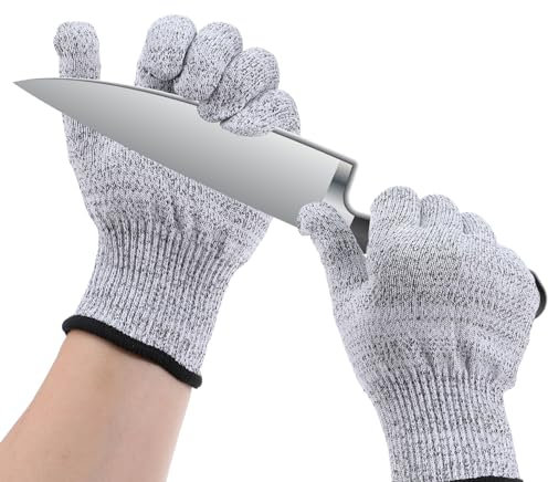 Yuanchu 2 Paar Arbeitshandschuhe Schnittfest Level 5, PFAS Frei Schnittschutzhandschuhe Schnittfeste Handschuhe Filetierhandschuh Schnittschutz Küchenhandschuhe zum Schneiden Fleisch Austernschütten L