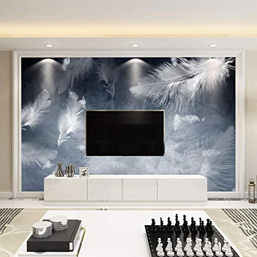 XLMING Tête De Lit Simple En Plumes Papier Peint 3D Intissé Salon Canapé Chambre À Coucher Salle Manger Intérieure Murale-150cm×105cm