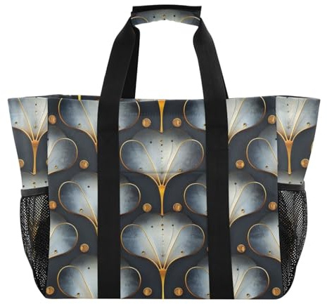 miaozhen Utility Bag Nero e Bianco Cipresso Oro Modello Pieghevole Con Scomparti Con Manici