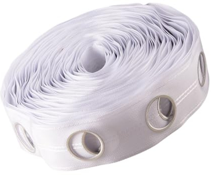 mophrati Ojal de Cinta para Cortina de 5/10M, Ojal, Anillo de plástico de 42mm, Costura Decorativa Blanca, Cortinas Plateadas, cinturón para persianas, hogar y Oficina, 10M