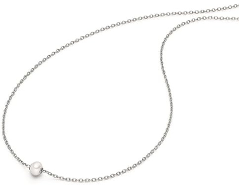 BOCCIA Damen Halskette Titan mit Perle 08080-01, Collier mit Perlenanhänger silberfarben, hypoallergen leicht, eleganter Damenschmuck, 40+3+3 cm