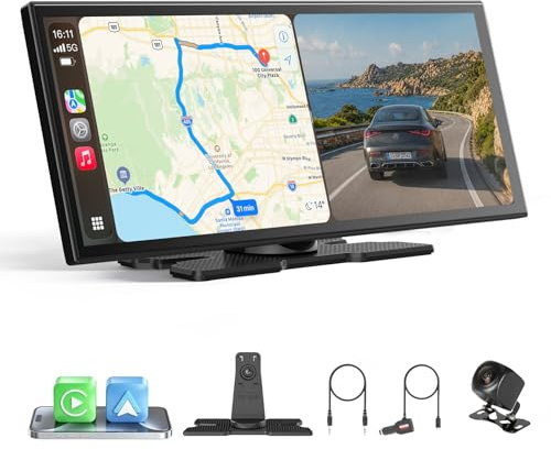 OTTOCAST ScreenFlow, 11,4 Pulgadas Pantalla Coche Carplay y Android Auto,Inalámbrico Carplay mit Youtube/Tiktok,Pantalla para Coche con 1080P Cámara de Marcha atrás,Navegador GPS, Android 13OS