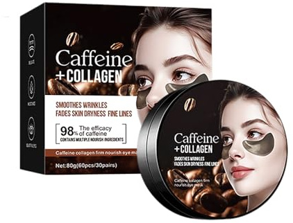 Koffein-Augenpads, Anti-Falten Augenmaske, Feuchtigkeitsspendende Augenmaske gegen Augenringe und Schwellungen, Reduzieren Falten und Tränensäcke unter den Augen (1)