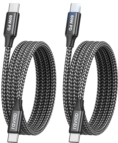 RAVIAD Cable USB C a USB C [2Pack 1M], Cable Tipo C a Tipo C con Power Delivery 60W Carga Rapida para iPhone 17 16 15 Pro Max, Samsung Galaxy S25/S24/S23/S22/S21, Huawei, Google Pixel