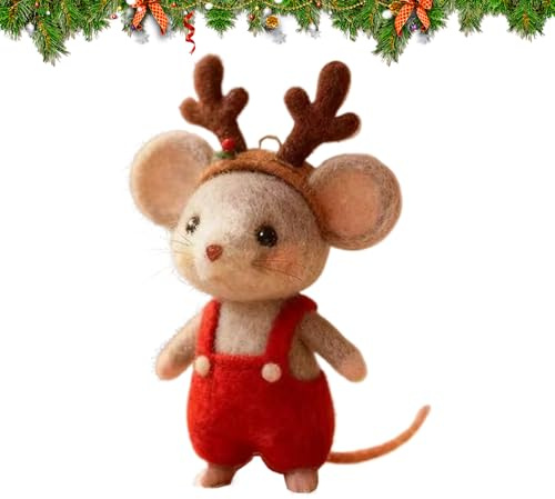 Nkmifeg Ratón de Fieltro, Mini Figura de Animal, de Fieltro de Navidad y decoración de Fieltro, para Interiores y Exteriores, alféizares de Ventana, Navidad, Dormitorio, salón, Estudio