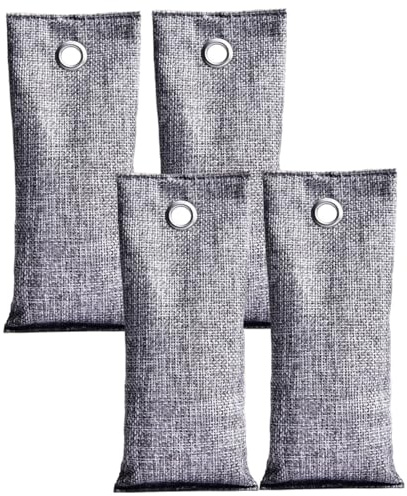 Peosaard Sacchetti di Carbone di bambù, Assorbiodori di Carbone Attivo Sacchetti di Purificazione dell'Aria in bambù Naturale Deodorante per Armadio di Casa, Auto, Ufficio, 70g, Assorbiodori