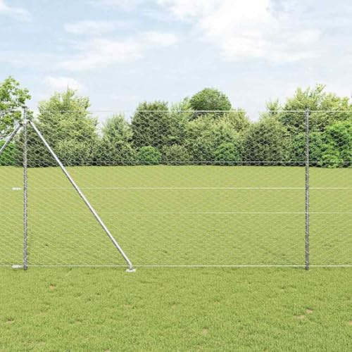 Zaunpfosten Silber 100x1,5m, 50mm Maschenweite, Stahl, robustes Gartenzaun-Set, langlebig, wetterfest, für Außenbereich