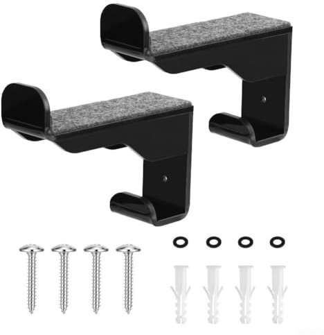 HEBEOT Supporto da parete in acrilico, orizzontale, per snowboard, skateboard, con ganci per caschi, attrezzatura protettiva e bastoncini da trekking, trasparente o nero (nero)
