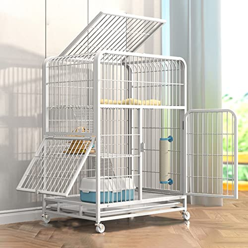 Frettchenkäfig – Indoor Kleintierkiste mit Türschlössern und Tablett, Haustierkäfig aus Metall mit Rampe und Leitern für Frettchen, Hasen und Chinchillas