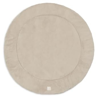 Jollein Krabbeldecke für Baby - Ø 95cm - Rund - Geeignet für Laufstall Baby - Kuschelig Weich - Spielmatte Baby - Fluffy Sand