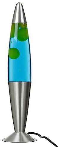Licht-Erlebnisse Lampada di lava blu giallo, argento, lampada di lava, lampada d'atmosfera, soggiorno, altezza 42 cm, G9, lampadina inclusa, rilassante, calmante, lampada di lava moderna JENNY