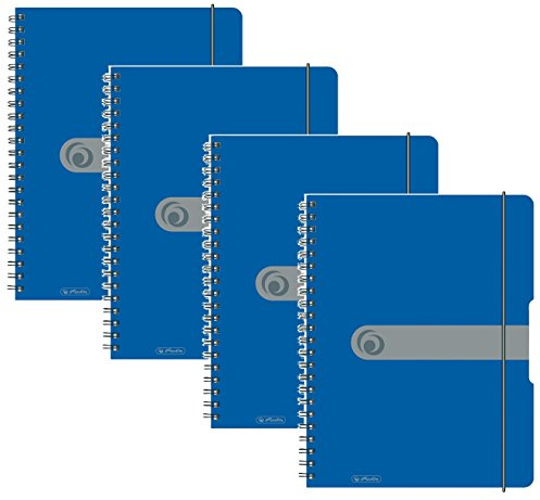 Herlitz 11293073 Spiralblock A4 to go, Holzfreies Papier, 80 Blatt (4er Pack A4, blau)