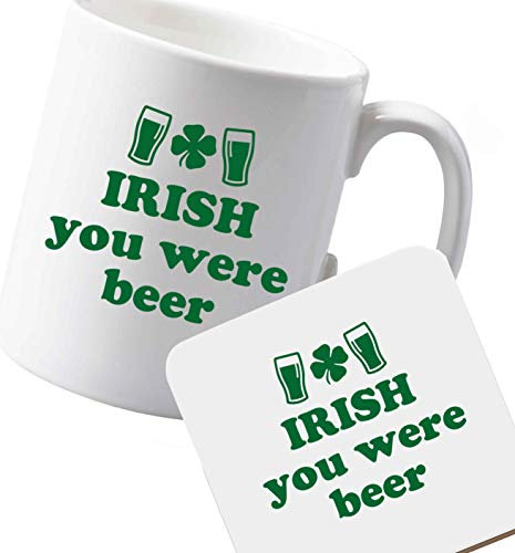 Flox Creative Ceramic Mug and Coaster Set Irish You were Beer Left Handed