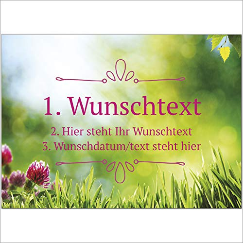 Einladungskarten Manufaktur Hamburg 8 x Personalisierte Gruß-Karten mit Ihrem Wunschtext, Motiv Sommer Wiese, als Einladung, Save The Date, Dankeskarte oder Geburtstagskarte, DIN A6