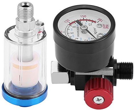 Keenso Pneumatic Spray Gun Regulator Kit, Oil Water Separator Filter, High Performance Air Pressure Regulation, Compact Design for Industrial, DIY, Auto, Painting, and Compressed Air Applications