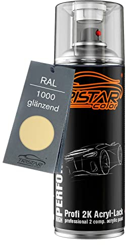 TRISTARcolor RAL 1000 Grünbeige glänzend 2K Acryl Spraydose Sprühdose Spritzlack Sprühlack 400 ml schnelltrocknend