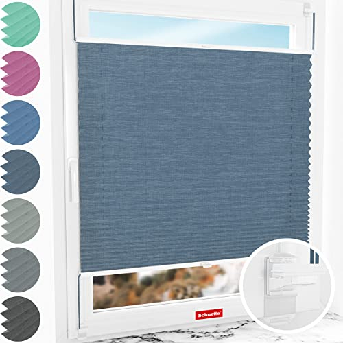 Schuette® Plissee ohne Bohren ● Melange Kollektion: After Rain (Blau) ● 80x120cm (Breite x Höhe) ● Suprafix Faltrollo Klemmfix 2.0 Rollo ● 60 Sekunden Plisseerollo Montage inkl. Video