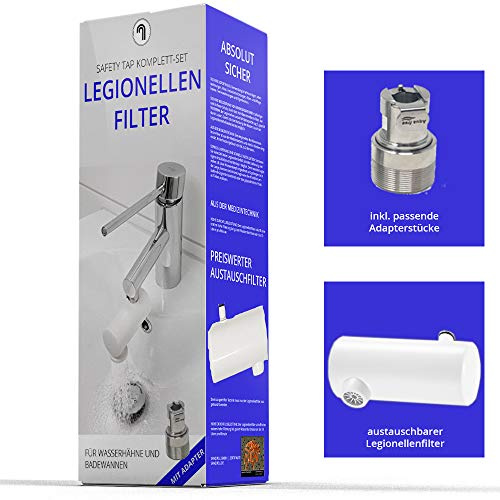 Legionellenfilter für Waschbecken und Badewannen SAFETY TAP Komplettset | absolut sicherer Legionellenschutz, entwickelt in der Medizintechnik