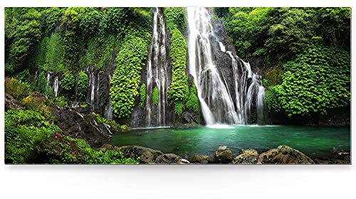 BilderKing Wandbild Wasserfall Banyumala Indonesien - 110cm x 50cm Acrylglas 5mm mit Alu-Dibond Verbund + Rückrahmen