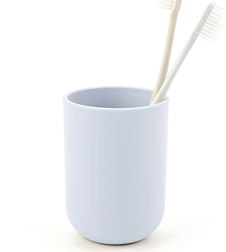 ENTERLIFE Toothbrush-Holder-Cup,Bathroom-Cup,Tooth-Brushing-Tumbler-Drinking-Teeth-Cup,Toothpaste-Countertop-Organizer,Rinse-Cup,Plastic 350ml (Blue Grey)