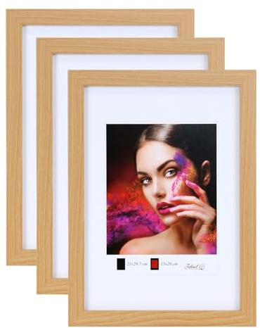 IDEAL TREND 2er 3er 5er Set Holz Bilderrahmen Lifestyle Plexi Foto Rahmen Collage Wanddeko Poster HR-25: Farbe: 3er Pack Buche | Format: 50x70