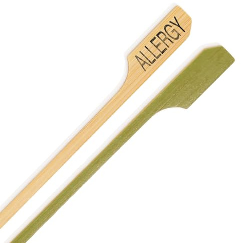 BambooMN 3.9 Food Allergy Marking Natural Bamboo Paddle Picks Sticks for Catered Events, Holiday's, Restaurants or Buffets Party Supplies, 1,000 Pieces