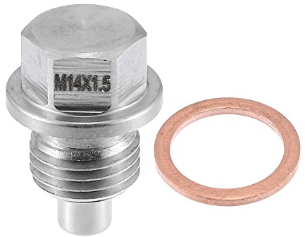 A ABSOPRO Magnetischer Ölablassstopfen M14x1,5 1 Stück Für Motoröl | Material Edelstahl, Länge 28mm, Inklusive Kupferscheibe, Für Honda, Für Mitsubishi, Für Mazda, Für Volkswagen