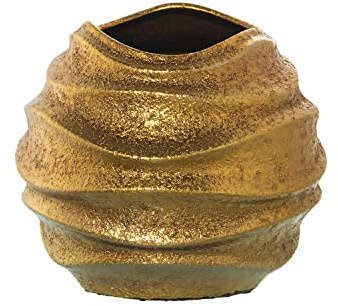 Tischvase aus Keramik in Gold, 26 x 23 cm