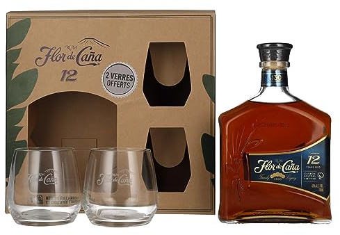 Flor de Caña Centenario 12 Years Old Rum 40% Vol. 0,7l in Giftbox with 2 glasses