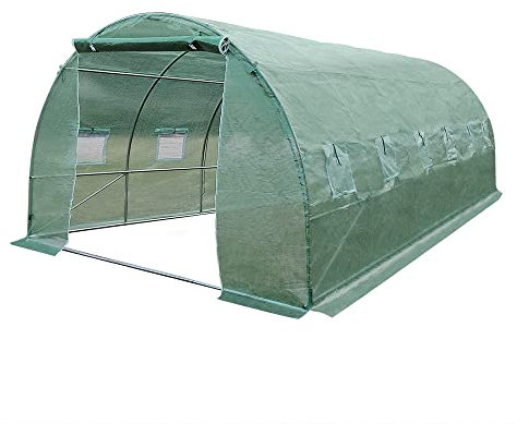 Panana Big Walk In Polytunnel Outdoor Garden Greenhouse with Roll Up Door, Galvanised Steel Frame and Zipped Door Windows